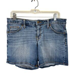 Mossimo Mid Rise Midi Jean Shorts Jorts 8/29 Denim Blue Boyfriend